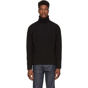 AMI Alexandre Mattiussi Black Ribbed Turtleneck